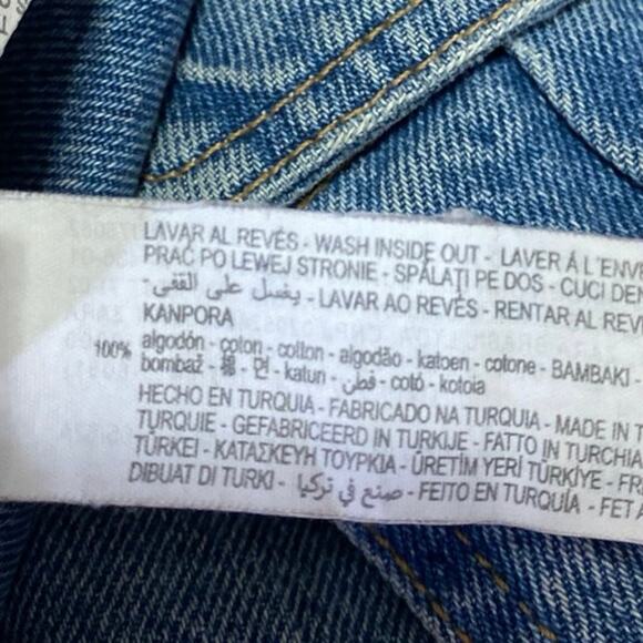 Zara Women's Blue High Waisted Straight Wide Leg Cargo Denim Jeans Pants Size 2 - Picture 5 of 5